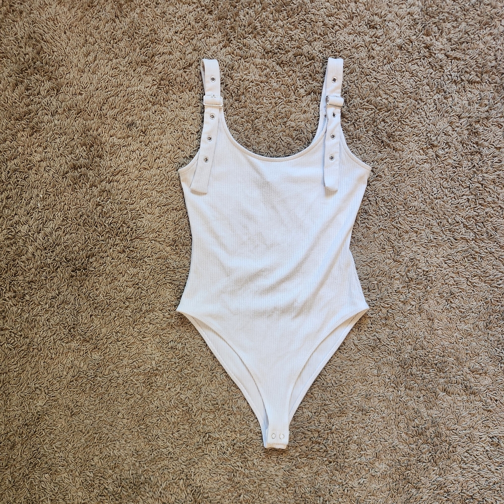 Forever 21 White Ribbed Bodysuit